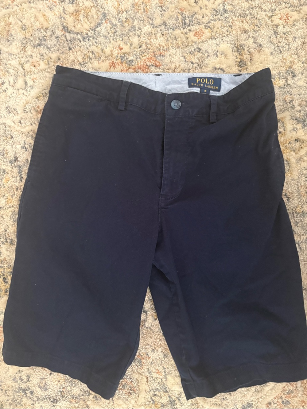 Polo by Ralph Lauren Navy Flat-Front Cotton Shorts